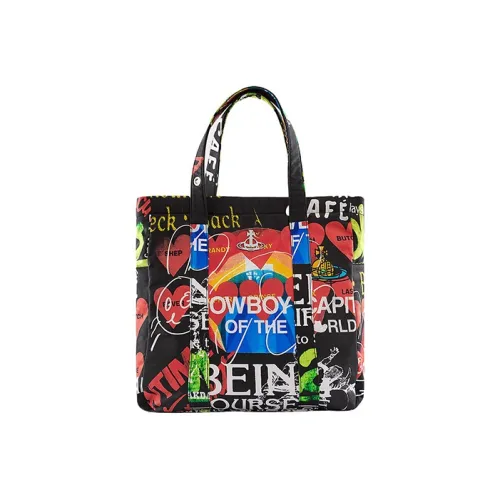 Vivienne Westwood Murray Переработанный полиэстер Тоут Сумка Сумка для покупок Сумка Обычная Унисекс Черный многоцветный