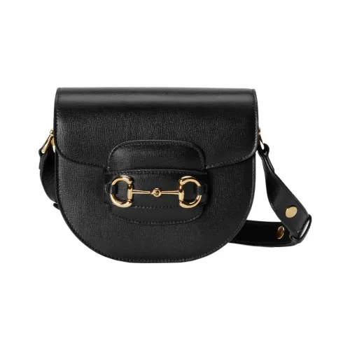 GUCCI Horsebit 1955 Кожа Седло С клапаном Сумка Сумка на плечо Мини Унисекс Черный