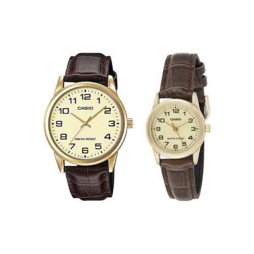 CASIO Standard Series Кварцевый механизм Кожаный ремешок Часы Унисекс Золотой циферблат MTP V001GL 9B LTP V001GL 9B