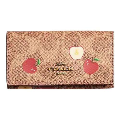 COACH Покрытый холст Key Pouch Женские Латунь Коричневый Многоцветный