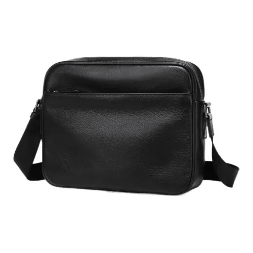 BJIAX Сумка через плечо из коровьей кожи стандартная мужская черная