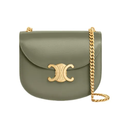 CELINE BesaceTriomphe Сумка через плечо из коровьей кожи мягкая хаки женская