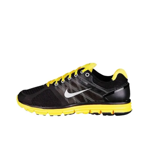 Livestrong x Nike Lunar Glide 2 Амортизация Износостойкий Низкий Топ Беговые кроссовки Мужские Черный Желтый