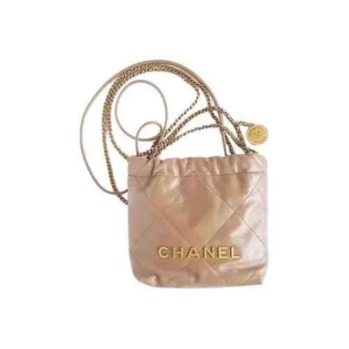 CHANEL 22Bag Яркий Телячья кожа Ведрообразная Сумка Сумка через плечо Мини Женская Молочно-чайная Бежевая