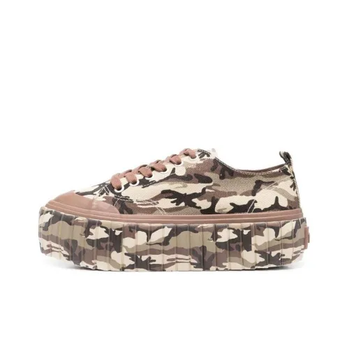 DIESEL Low-Top Canvas Shoes Brown Women's
