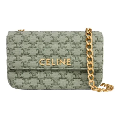 CELINE Мателас Монохром Ткань Сумка через плечо Сумка на плечо Женская Хаки Зеленая