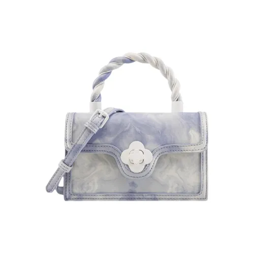 Jacoponnus Синтетическая кожа Через плечо Портативная Маленькая квадратная сумка Маленькая Женская Облачно-синий и Белый