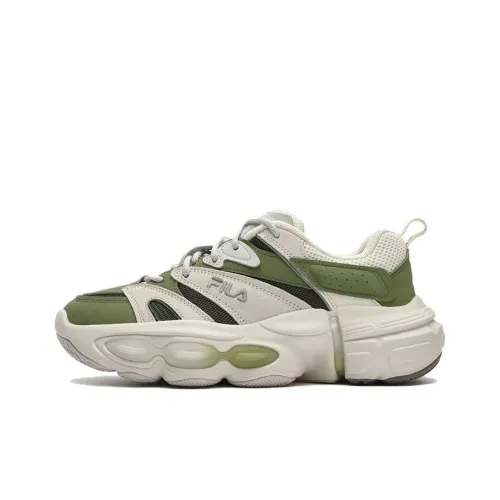 FILA Износостойкий и Легкий Низкий Топ Кроссовки с Толстой Подошвой Женские Белые Зеленые