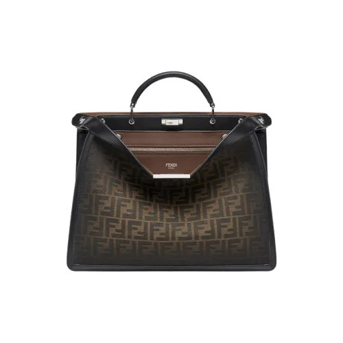 FENDI Peekaboo ISeeU Полиэстер с Хлопком Сумка через плечо Сумка Средний Мужская Коричневая