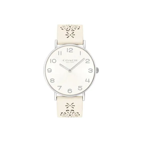 COACH Perry Women's Watch Кварцевый механизм ремень из натуральной кожи 36 мм белый циферблат