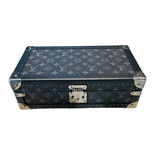 LOUIS VUITTON Холст с кожей Часы на запястье Коробка для хранения Твердый корпус Мужской Черный