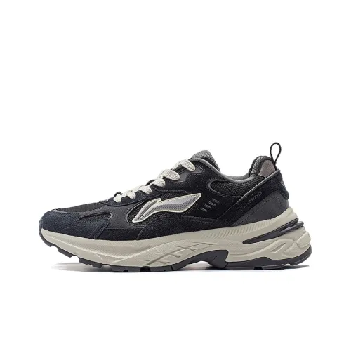 LINING Beichen Амортизация Устойчивость к растяжению Устойчивость к истиранию Низкая поддержка Низкий топ Толстая подошва Мужские Черный Серый