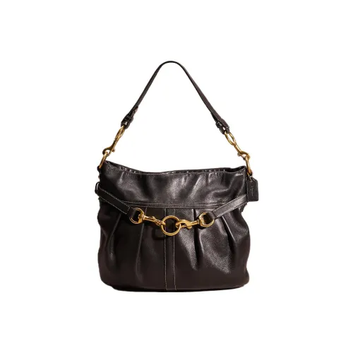 COACH Hobo кожаная сумка-хобо сумка сумка через плечо большая женская черная