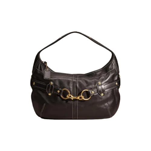 COACH Ergo Кожа Плечевая сумка Сумка Большая Женская Черная