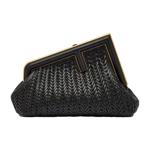 FENDI Телячья кожа Одно плечо Через плечо Клатч Маленький Женский Черный