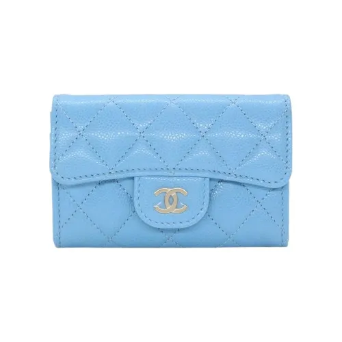 CHANEL Кошелек из коровьей кожи держатель для карт женский синий