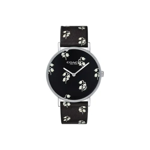 COACH Perry Женские часы Кварцевый механизм Естественная кожа Ремешок 36 мм Черный циферблат