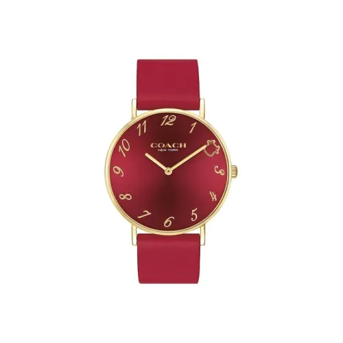 COACH Perry Наручные часы Кварцевый механизм Естественная кожа Ремешок 36 мм Красный циферблат Женские часы