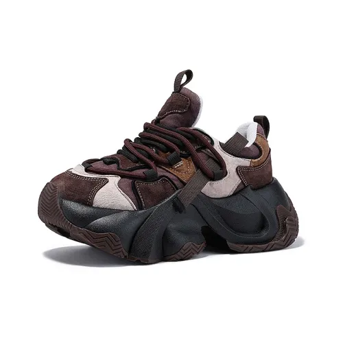 SELAIYA Устойчивые к истиранию увеличивающие высоту низкие топовые кроссовки с толстой подошвой 6 см женские кофейного цвета