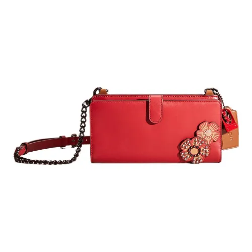 COACH Телячья кожа Кошелек Сумка через плечо Маленький Женский Бронза Красное яблоко