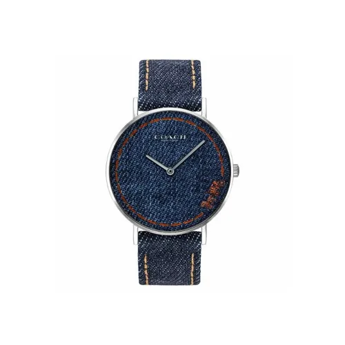 COACH Perry Наручные часы Кварцевый механизм Кожаный ремешок 36 мм Синий циферблат Женские часы