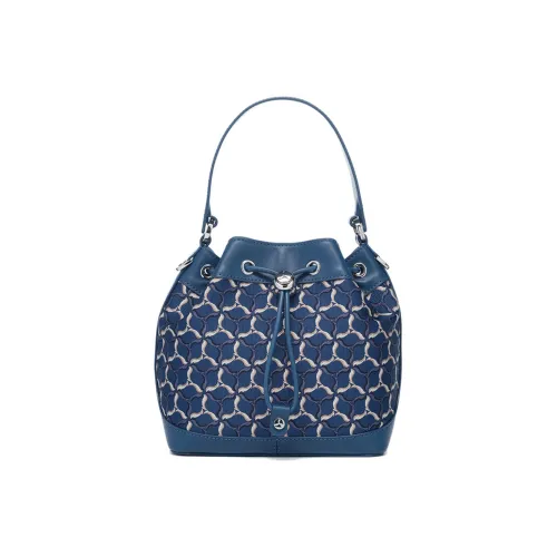 LI NING 1990 Classic Collection Кожа Сумка-ведро Через плечо Одно плечо Сумка Обычный Женский Новый Синий цвет броненосца