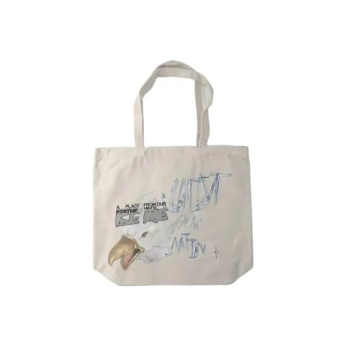 Travis Scott Canvas Bag Tote Bag Shopping Bag Regular Bag Unisex White