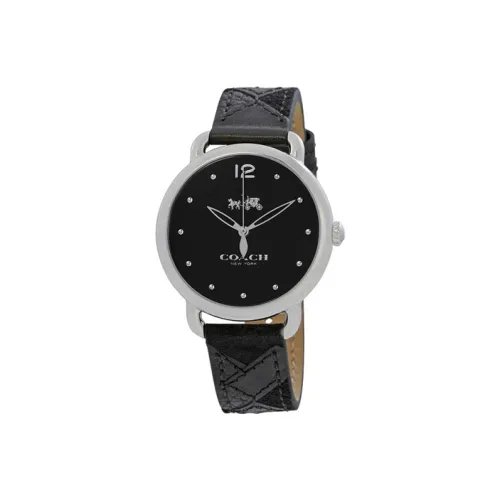COACH Delancey Collection Наручные часы Кварцевый механизм Кожаный ремешок 36 мм Черный циферблат Женские часы 14502713