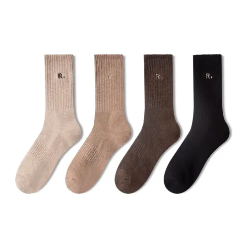 Henny Rue 4 предмета Набор Трава Верблюжий + Золотисто-коричневый + Янтарно-коричневый + Глубокий черный цвет Женские MID Носки до икры