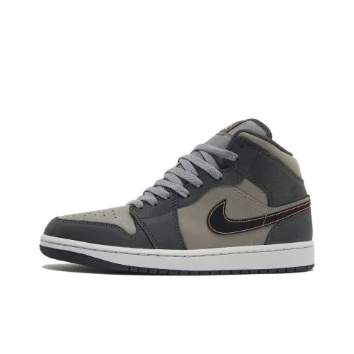Jordan Air Jordan 1 Винтажные баскетбольные кроссовки MID Топ Серый Мужские