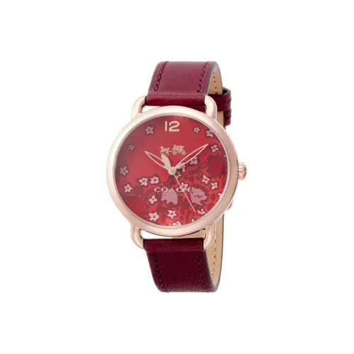 COACH Delancey Collection Наручные часы Кварцевый механизм Кожаный ремешок 36 мм Красный циферблат Женские часы 14502730