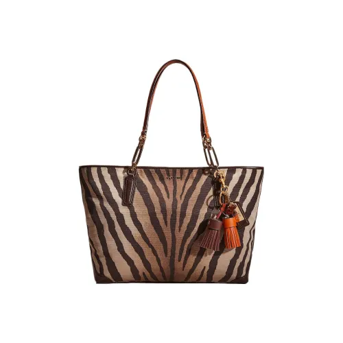 COACH Madison Холщовая Сумка Сумка-тоут Сумка для покупок Сумка через плечо Большая Женская