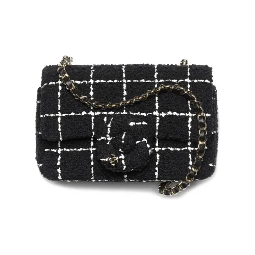 CHANEL Шерсть Twill Мягкая Шерстяная Сумка с клапаном Сумка через плечо Маленькая Женская Черная и Белая