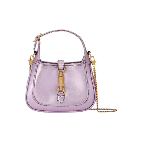 GUCCI Jackie 1961 Кожа Crescent Сумка через плечо Сумка через плечо Мини Женская Металлический Розовый