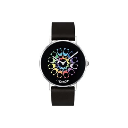 COACH Наручные часы Кварцевый механизм Кожаный ремешок 36 мм Черный циферблат Женские часы