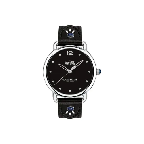 COACH Delancey Collection Женские часы Кварцевый механизм Кожаный ремешок 36 мм Черный циферблат