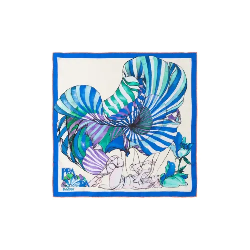 PRADA Шелковые шарфы Женские Синий Зеленый