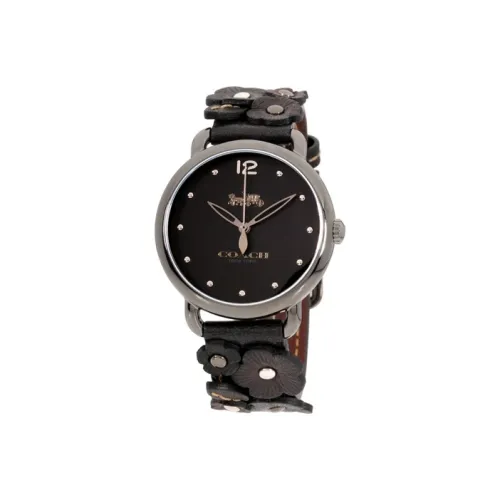 COACH Delancey Collection Наручные часы Кварцевый механизм Кожаный ремешок 36 мм Черный циферблат Женские часы 14502745