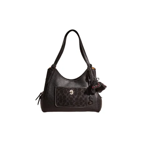 COACH Lori Pebble Кожа Плечевая Сумка Сумка через плечо Сумка Большая Женская Черная