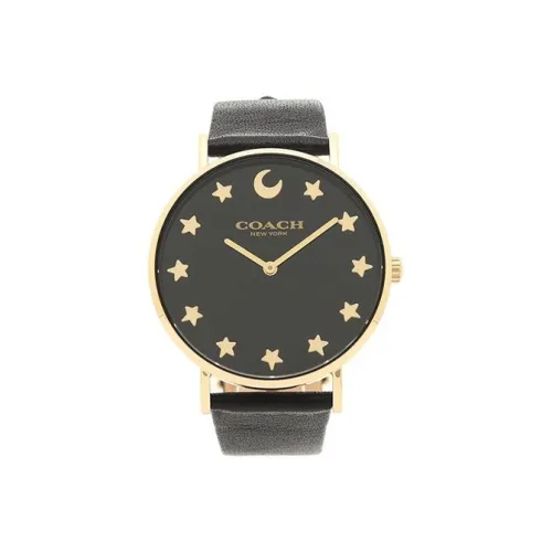 COACH Наручные часы Кварцевый механизм Кожаный ремешок 36 мм Черный циферблат Женские часы