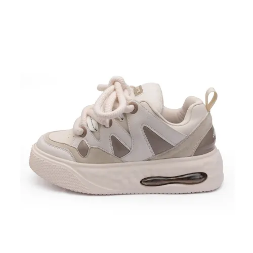 ABCIU Противоскользящие амортизаторы Slip Resistant Shock Absorbers Low Top Скейтборд Кроссовки Unisex Серый Бежевый