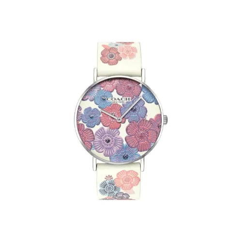 COACH Perry Наручные часы Кварцевый механизм Кожаный ремешок 36 мм Белый циферблат Женские часы