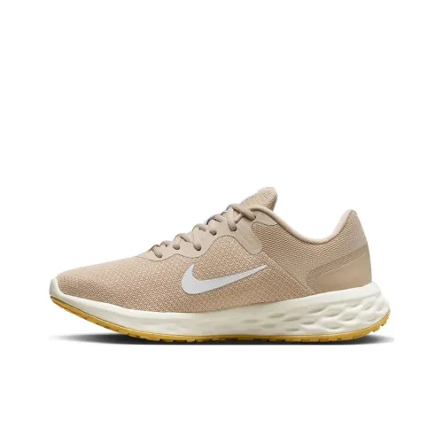 Nike REVOLUTION 6 Противоскользящие Водонепроницаемые Низкие Кроссовки для Бега Унисекс Экрю