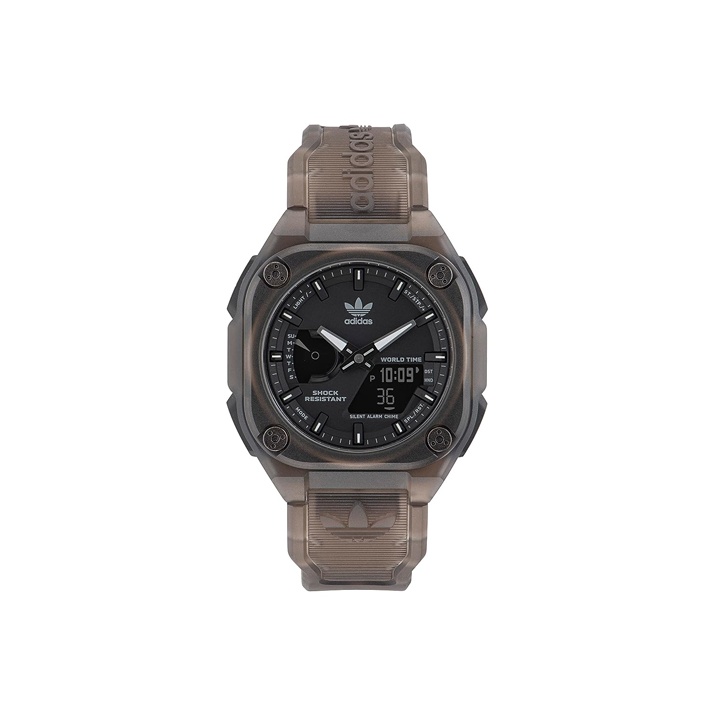 Adidas Originals Street Watch Кварцевый механизм смола шнуровка 45 мм черный циф