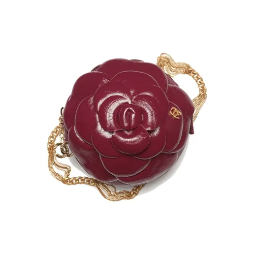 CHANEL Телячья кожа Camellia Вечерняя сумка клатч сумка через плечо Женская Бордовая