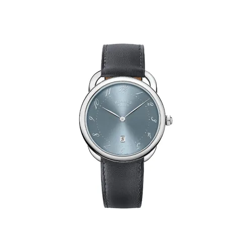 HERMES Arceau Мужские часы Кварцевый механизм Коровья кожа Ремешок 40 мм Синий циферблат