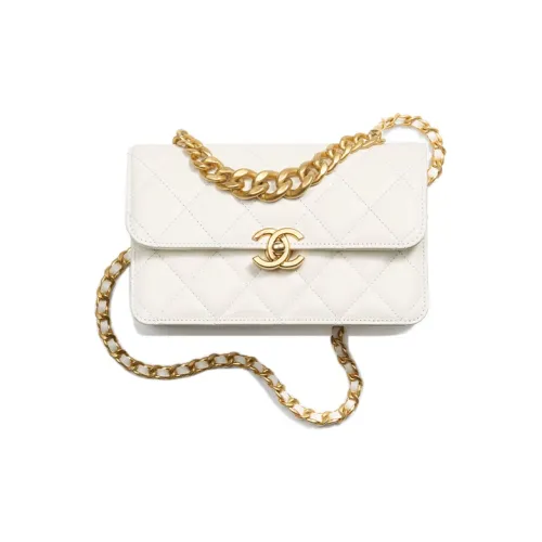 CHANEL Телячья кожа Сумка через плечо Мини Женская Белая