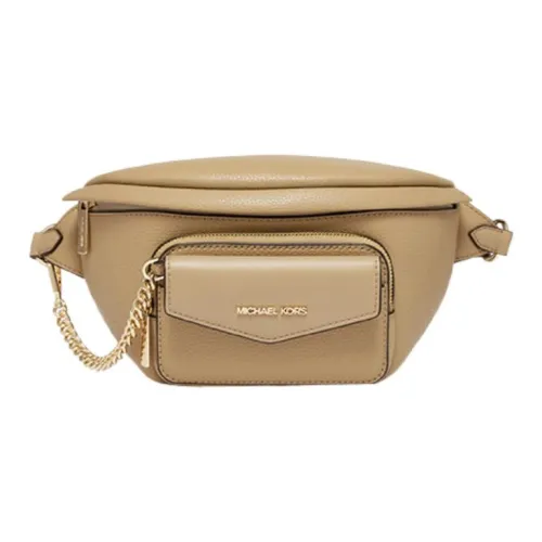 MICHAEL KORS Maisie Спилок коровьей кожи и искусственная кожа Бананка среднего размера Женские CAMEL