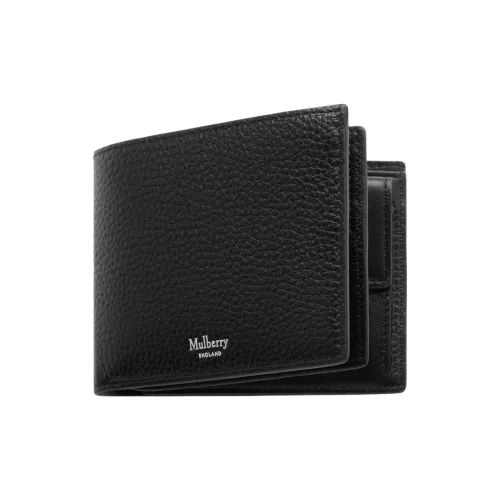 Mulberry Зернистая кожа коровы Кошелек Маленький Мужской Черный