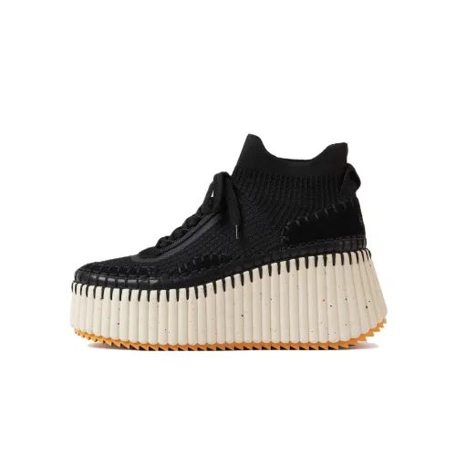 Chloe Nama Устойчивый к истиранию визуально увеличивающий рост MID Топ Повседневная обувь Женская Черная